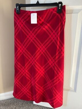 NWT J. Crew soft Red Plaid Midi Skirt